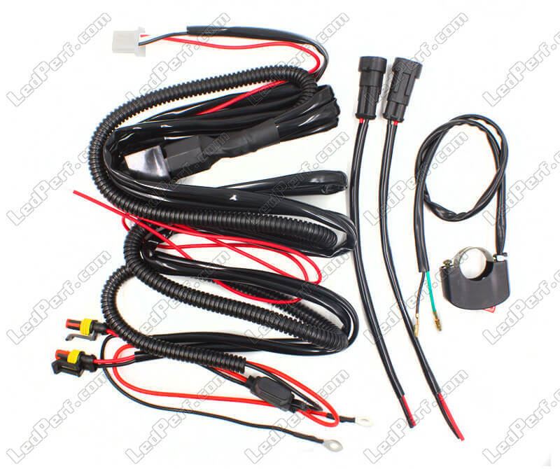 Harnais de câblage pour phares de moto Led, 1 ensemble, interrupteur de  câble, Kit de relais