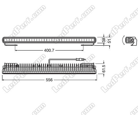 Schéma des dimensions de la Barre LED Osram LEDriving® LIGHTBAR SX500-CB