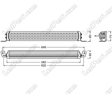 Schéma des dimensions de la Barre LED Osram LEDriving® LIGHTBAR VX500-CB