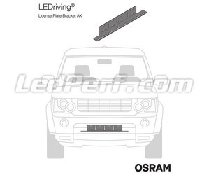 Représentation du Support Osram LEDriving® LICENSE PLATE BRACKET AX monté sur un véhicule