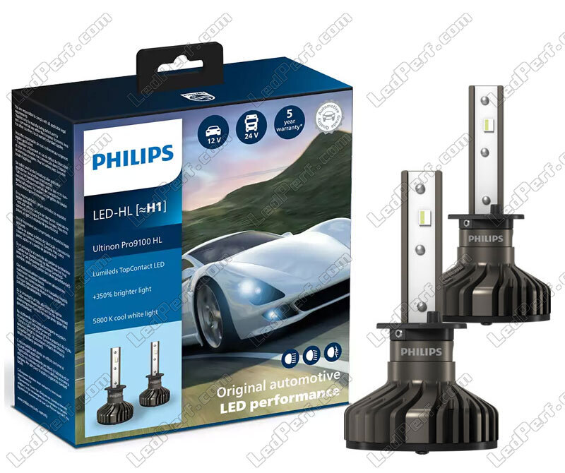 Kit Ampoules LED H1 PHILIPS Ultinon Pro9100 5800K +350%