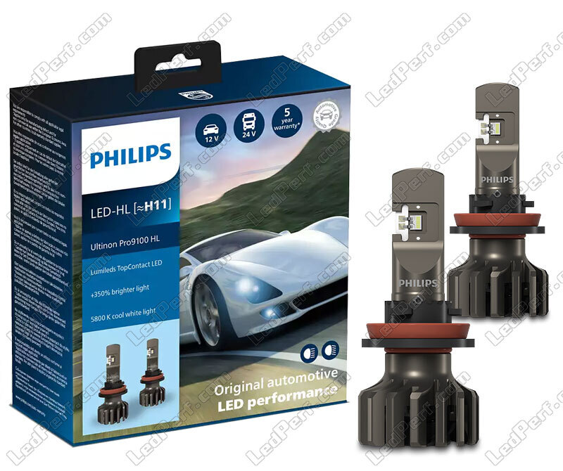 Kit Ampoules LED H11 PHILIPS Ultinon Pro9100 5800K +350%