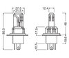Schéma des dimensions de l'ampoule moto LED H4 LED Osram Easy