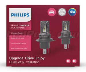 Packaging vue de devant des ampoules H4 LED Philips Ultinon Access