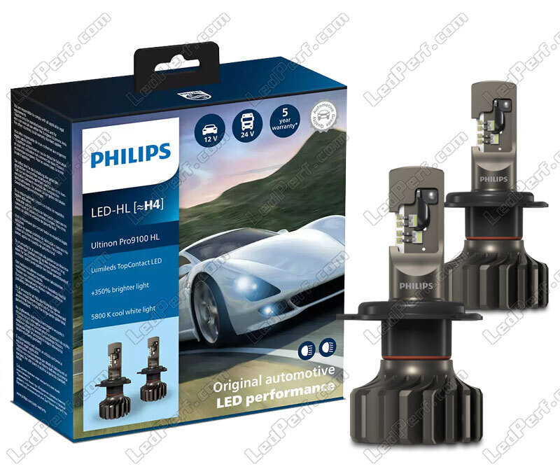 2 ampoules Philips Premium LED Ultinon H4 - Feu Vert
