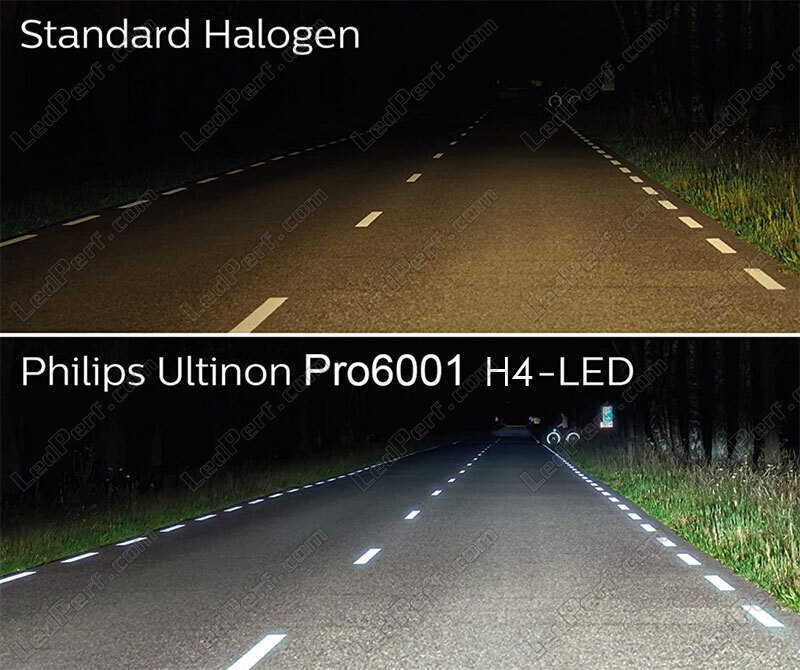Ampoule moto H4 LED Homologuée - Philips Ultinon Pro6000 +230%