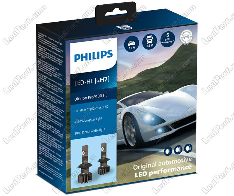 Philips Ultinon Access LED ampoule de phare automobile (H7), ultra-compacte  rétrofit, 80%, 6.000K, lot de 2 : : Luminaires et Éclairage