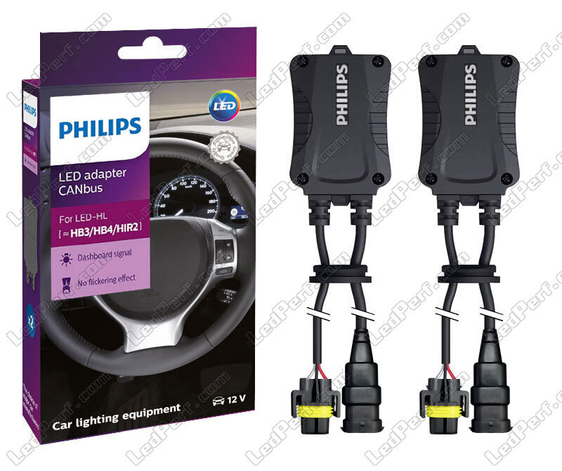 2x adaptateurs Canbus Philips pour ampoules HB3/HB4/HIR2 LED 12V