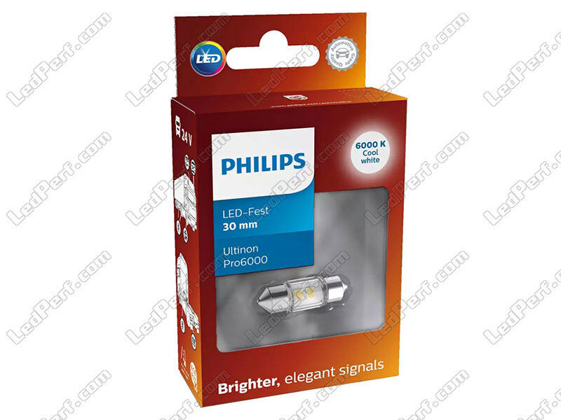 Ampoule LED navette C3W 30mm Philips Ultinon Pro6000 - 6000K - 24V