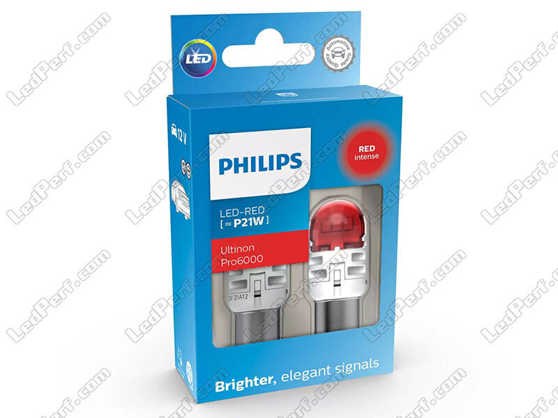 2x ampoules LED Philips P21W Rouge Ultinon PRO6000 - BA15S