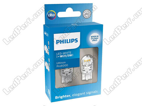 2x ampoules LED Philips W21/5W Ultinon PRO6000 - Blanc 6000K - T20 - 11066CU60X2