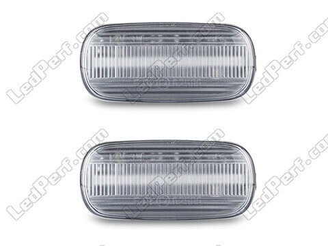 Vue de face des clignotants latéraux séquentiels à LED pour Audi A4 B6 - Couleur transparente
