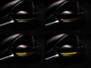 Différentes étapes du défilement de la lumière des Clignotants dynamiques Osram LEDriving® pour rétroviseurs de Audi A4 B9