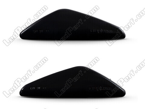 Vue de face des clignotants latéraux dynamiques à LED pour BMW X3 (F25) - Couleur noire fumée