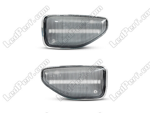 Vue de face des clignotants latéraux séquentiels à LED pour Dacia Logan 2 - Couleur transparente