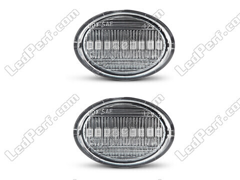 Vue de face des clignotants latéraux séquentiels à LED pour Fiat 500 L - Couleur transparente