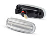 Vue de profil des clignotants latéraux séquentiels à LED pour Fiat Doblo II - Version transparente