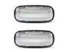 Vue de face des clignotants latéraux séquentiels à LED pour Land Rover Defender - Couleur transparente