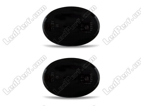Vue de face des clignotants latéraux dynamiques à LED pour Mini Cabriolet III (R57) - Couleur noire fumée