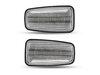 Vue de face des clignotants latéraux séquentiels à LED pour Peugeot 106 - Couleur transparente