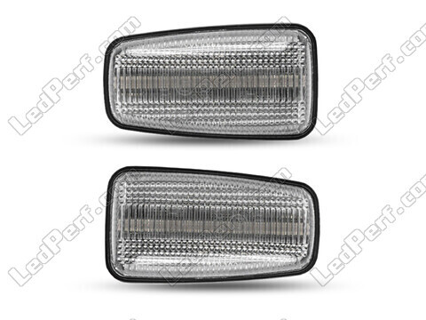 Vue de face des clignotants latéraux séquentiels à LED pour Peugeot 106 - Couleur transparente