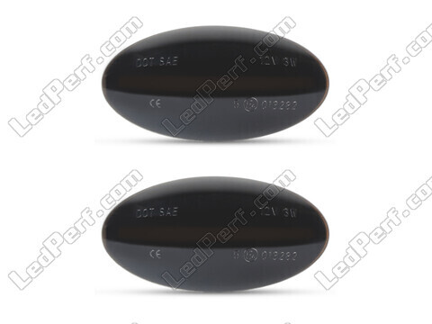 Vue de face des clignotants latéraux dynamiques à LED pour Suzuki Jimny - Couleur noire fumée