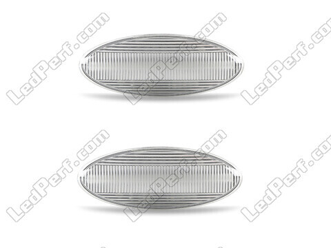 Vue de face des clignotants latéraux séquentiels à LED pour Toyota Auris MK1 - Couleur transparente