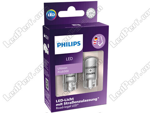 Packaging ampoules LED homologuées Philips W5W Ultinon PRO6000 - 11961HU60X2 