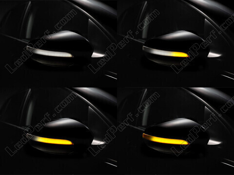 Différentes étapes du défilement de la lumière des Clignotants dynamiques Osram LEDriving® pour rétroviseurs de Volkswagen Golf 6