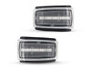 Vue de face des clignotants latéraux séquentiels à LED pour Volvo C70 - Couleur transparente