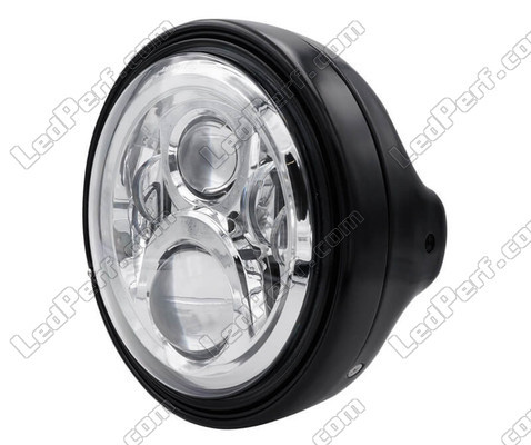Exemple de Phare rond noir avec un optique LED chromé de Ducati Monster 600