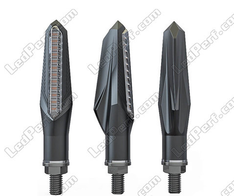 Clignotants Séquentiels à LED pour Harley-Davidson V-Rod 1130 - 1250 sous différents angles de vues.
