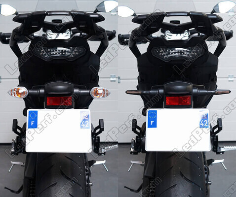 Comparatif avant et après le passage aux lignotants Séquentiels à LED de Indian Motorcycle Chief blackhawk / dark horse / bomber 1720 (2010 - 2013)