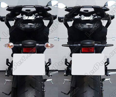 Comparatif avant et après installation des Clignotants dynamiques LED + feux stop pour Triumph Rocket III 2300