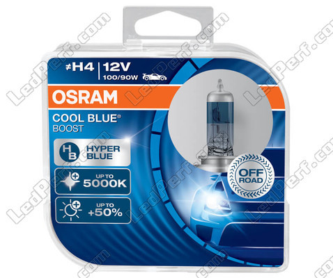 Ampoules H4 Osram Cool Blue Boost 5000K  effet xénon ref: 62193CBB-HCB dans packaging de 2 ampoules