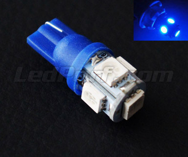 Ampoule Led T10 W5W Bleue (9 SMD) - LA34 Chaft moto : ,  ampoule de moto