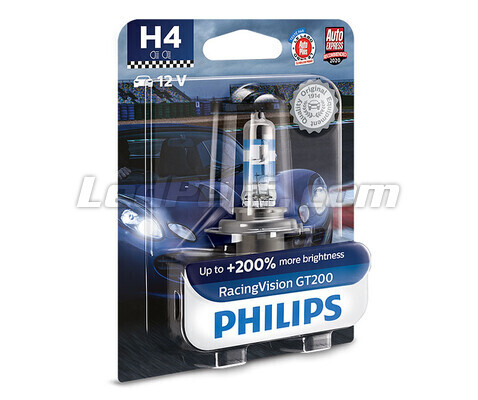 1x Ampoule H4 Philips RacingVision GT200 60/55W +200