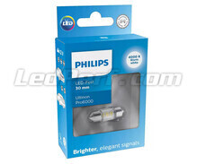 Ampoule LED navette C3W 30mm Philips Ultinon Pro6000 Blanc chaud 4000K - 11860WU60X1 - 12V
