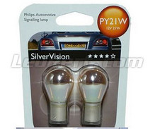 2 Ampoules Philips SilverVision Clignotants Chrome - PY21W - Culot BAU15S